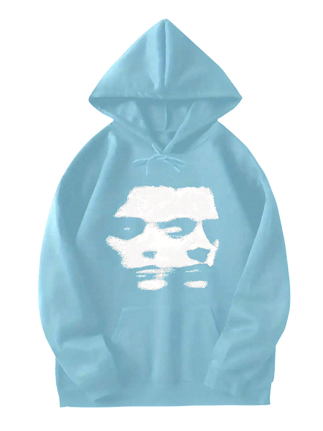 Photo 1 of SOLY HUX Hoodies for Men Figure Graphic Drawstring Long Sleeve Pullover Sweatshirt with Pocket Light Blue Figure Print Large