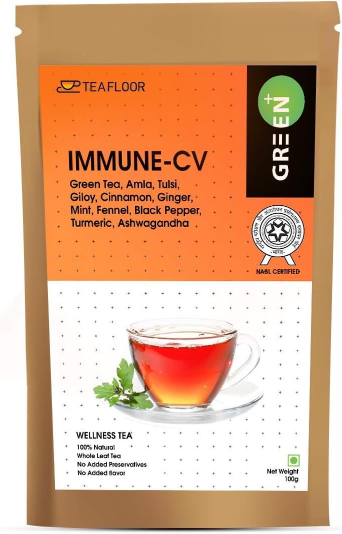 TEAFLOOR FSSAI Certified Bud White Natural Immune Ayurvedic Immunity Booster CV Tea Pack for Adults and Teenager with 2 Wellness Tea Samples (100 Gm)