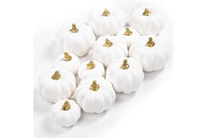 Ywlake 12 Pcs Artificial Pumpkins Fall Decorations, Mini Small Fake Pumpkin for Autumn Harvest Halloween Thanksgiving Faux Pumpkins Home Table Decor (White)