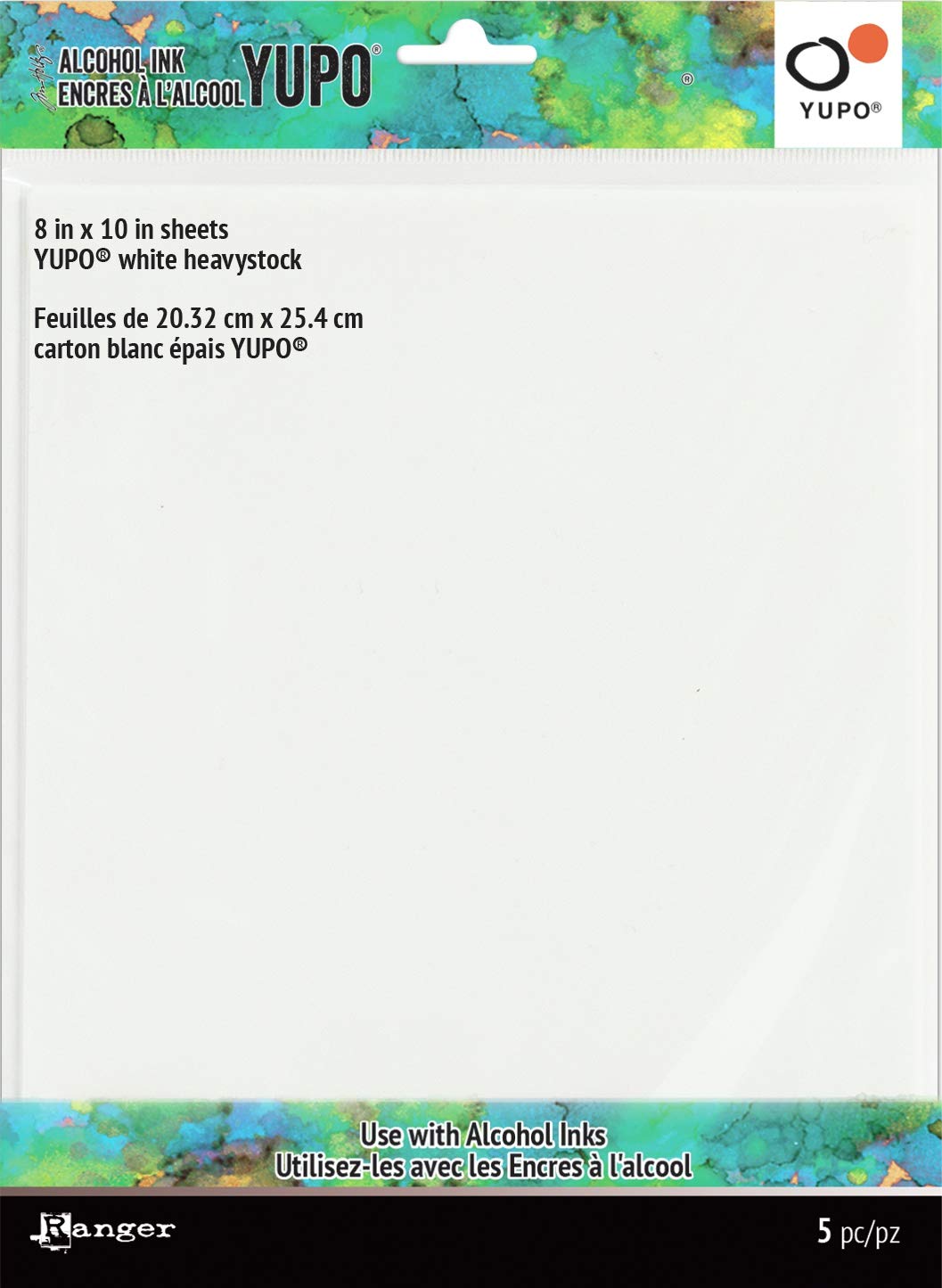 Tim Holtz Alcohol Ink White Yupo Paper 144lb 5/Pkg-8"X10"