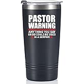 Onebttl Pastor Appreciation Gifts for Men, Thank You Gifts, 20oz Stainless Steel Tumbler for Thanksgiving, Christmas, Birthday, Pastor Warning