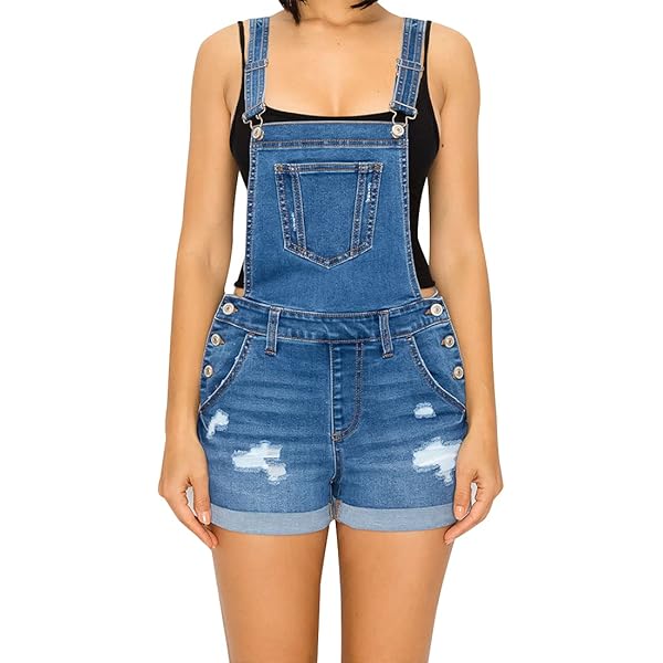 Amazon.com: WAX JEAN Women's Denim Overall Shorts, dark, s