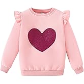 Balkorith Toddler Girls Heart Sweatshirt Ruffle Long Sleeve Shirt Baby Valentine Outfits Pullover Tops 2-7 Years