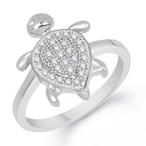 VK Jewels Good-Looking Tortoise Rhodium Plated Ring- FR1408R Size 10 [VKFR1408R10]