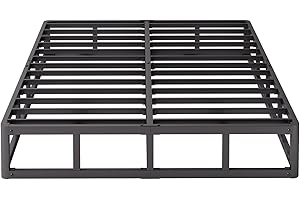 Bednowitz Full Bed Frame Low to Ground, 7 Inch High Profile Metal Box Spring with Fabric Cover Set, Heavy Duty Noise-Free Mattress Foundation, Easy Assembly