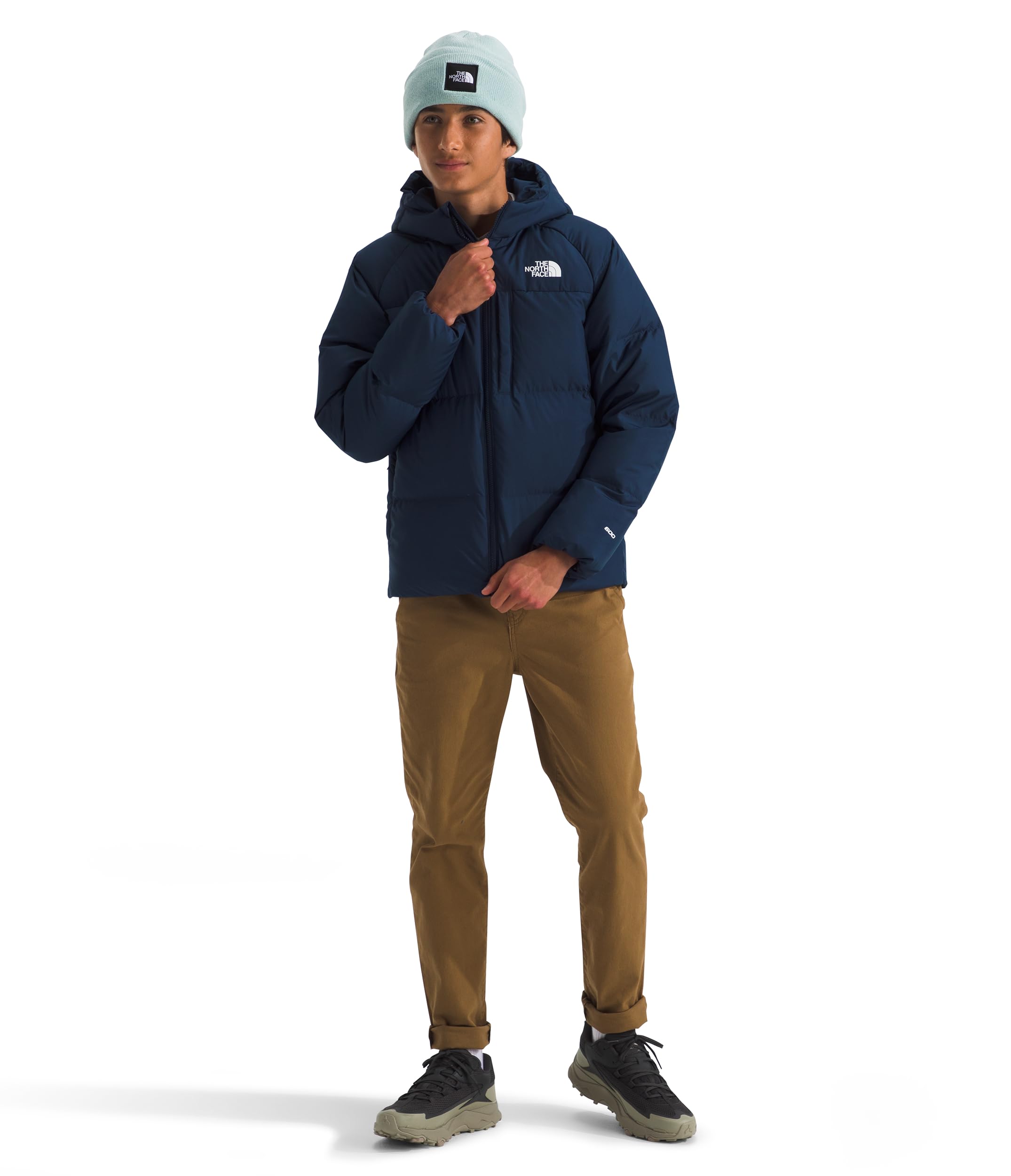 The North Face Boys' Down Hooded Jacket | Water Repellent, 600 Fill Recycled Waterfowl Down, Zip Pockets