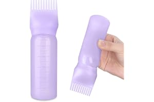 Bunrod Root Comb Bottle Applicator 6 Ounce Oil Applicator for Hair Dye, Hair Oiling Applicator with Graduated Scale (Purple)