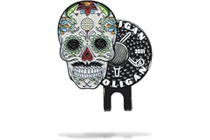 MULLIGAN HOOLIGAN Golf Ball Marker + Magnetic Hat Clip, Funny and Unique Golf Gift, Premium Quality, The Perfect for Your Favorite Golfer, Golf Accessories for Any Occasions (Sugar Skull)