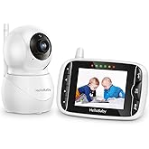 HelloBaby Monitor with Camera and Audio, IPS Screen LCD Display Video Baby Monitor No WiFi Infrared Night Vision, Temprature 