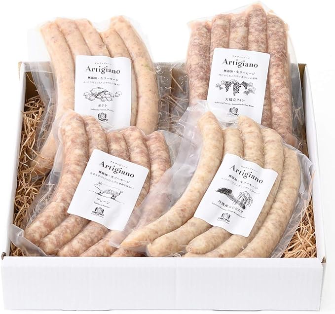 Amazon 京都府 Artigiano 無添加 生ソーセージセットa 800g 国産豚肉使用 プレーン 丹後産コシヒカリ ポテト 天橋立ワイン 北海道 沖縄 離島へのお届け不可 わが街とくさんネット ソーセージ ウインナー 通販
