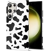 Svanove Cow Print Phone Case for Samsung Galaxy S23 Ultra Case Girly, Cute Cow Case for Women Girls, Luxury Trendy Retro Cool Animal Print Design, Aesthetic Pattern Y2k Hard Shell Plastic Cover, Black