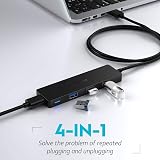 Aceele USB Hub 3.0 Splitter 4 Port Long 4ft Cable Multiport Expander PC Laptop view 2