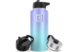IRON °FLASK Camping & Hiking Hydration Flask with Straw, Wide Mouth Insulated Stainless Steel Sports Water Bottle - 32 oz Cotton Candy