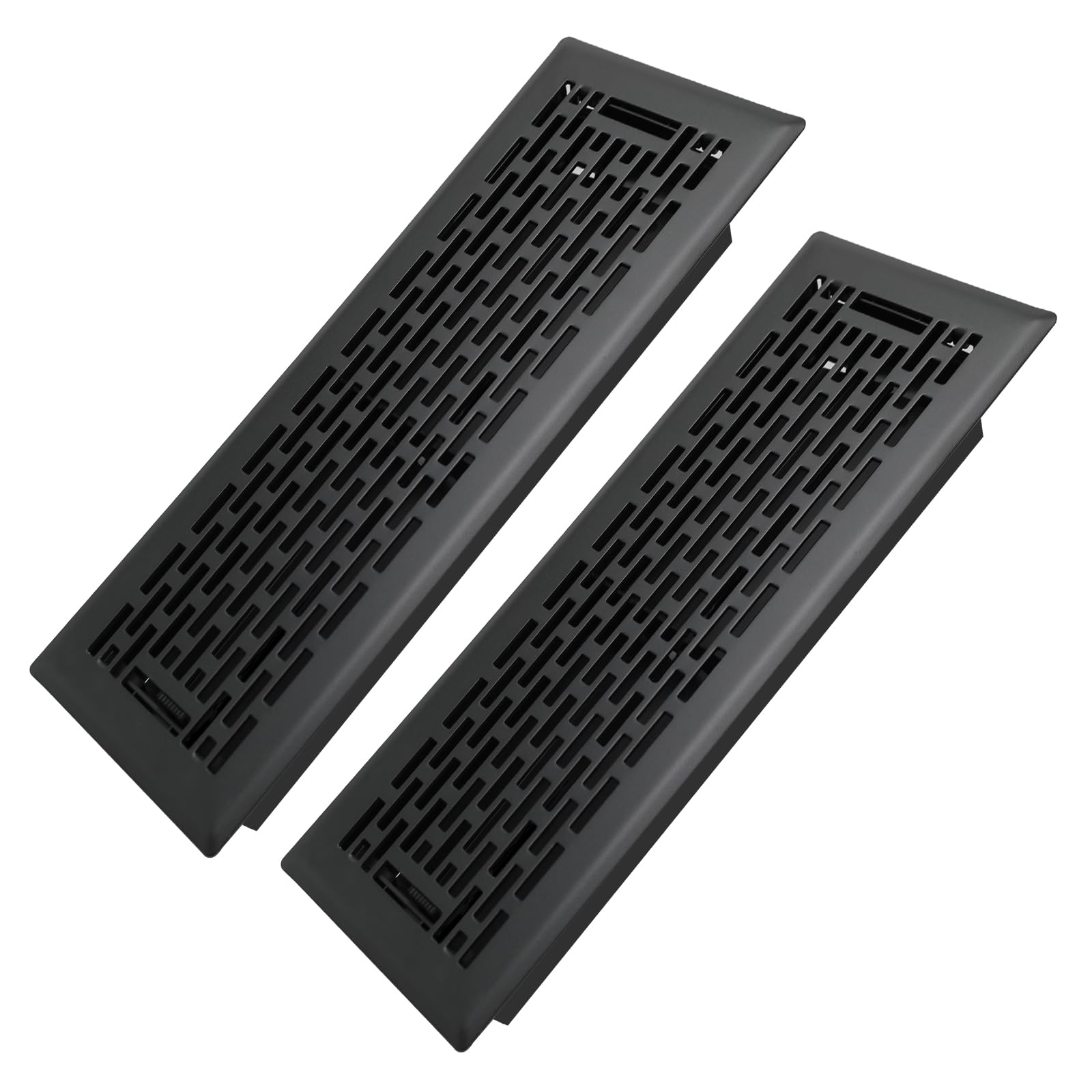 Photo 1 of Howeall 4x12 Inches 2 Pack Heavy Duty Walkable Floor Register - Easy Adjust Air Supply Lever Decorative Floor Vent Covers - Boston Design Vent Covers for Home - Matte Black