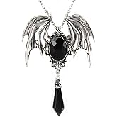 Gothic Large Bat Pendant Necklace Red Black Vintage Crystal Bat Pendant Punk Witch Vampire Role Playing Character Halloween Jewelry Gift