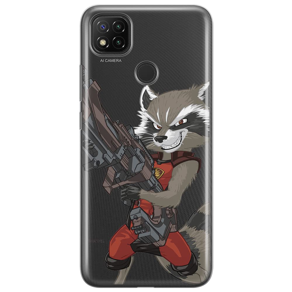 ERT GROUP mobile phone case for Xiaomi REDMI 9C original and officially Licensed Marvel pattern Rocket 008 optimally adapted to the shape of the mobile phone, partially transparent