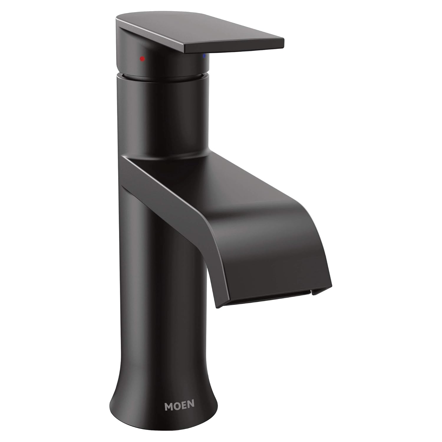 Moen 6702BL Genta One-Handle Single Hole Modern Bathroom Sink Faucet with Optional Deckplate, Matte Black