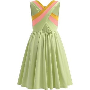 IBTOM CASTLE Girls Athletic Dress Sleeveless Criss-Cross Back Sundress Casual A-Line Tennis Outfit for Active Kids 6-11Y