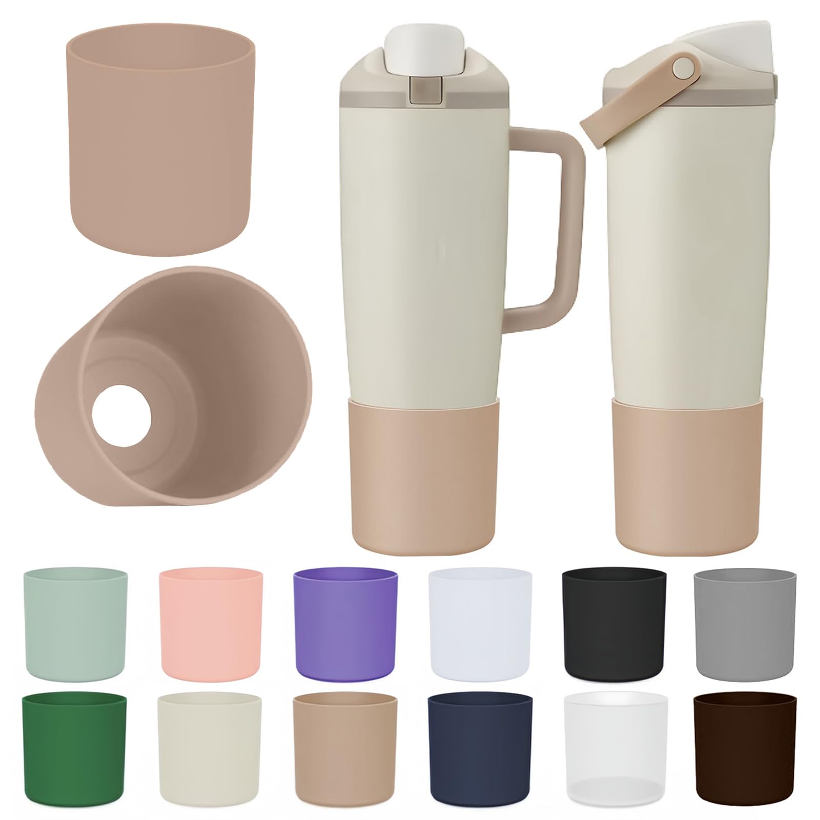 Photo 1 of 2-Pack Extended Height Silicone Boot for Owala 30oz & 40oz FreeSip Sway, Full Coverage Protective Sleeve with Non-Slip Base, Compatible with Tumblers and Water Bottles (Apricot)