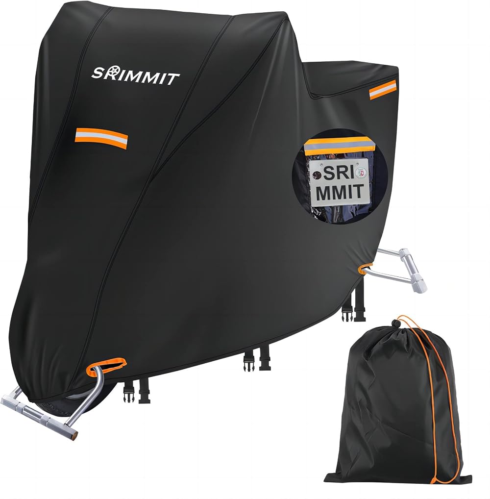 SRIMMIT Motorbike Cover 420D Waterproof XXL 90x37x50 License Window