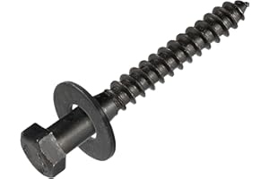 1/4 x 2-1/2 (100 Pack) Lag Screw Kit, 100 Screws and 100 washers, Ceramic Black Ruspert Coating for Exterior Use by Makers Bo