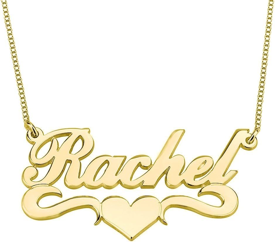 HACOOL Personalized Names Custom Name Necklace Pendant in 18K Gold Plated Custom Made with Any Name Chain