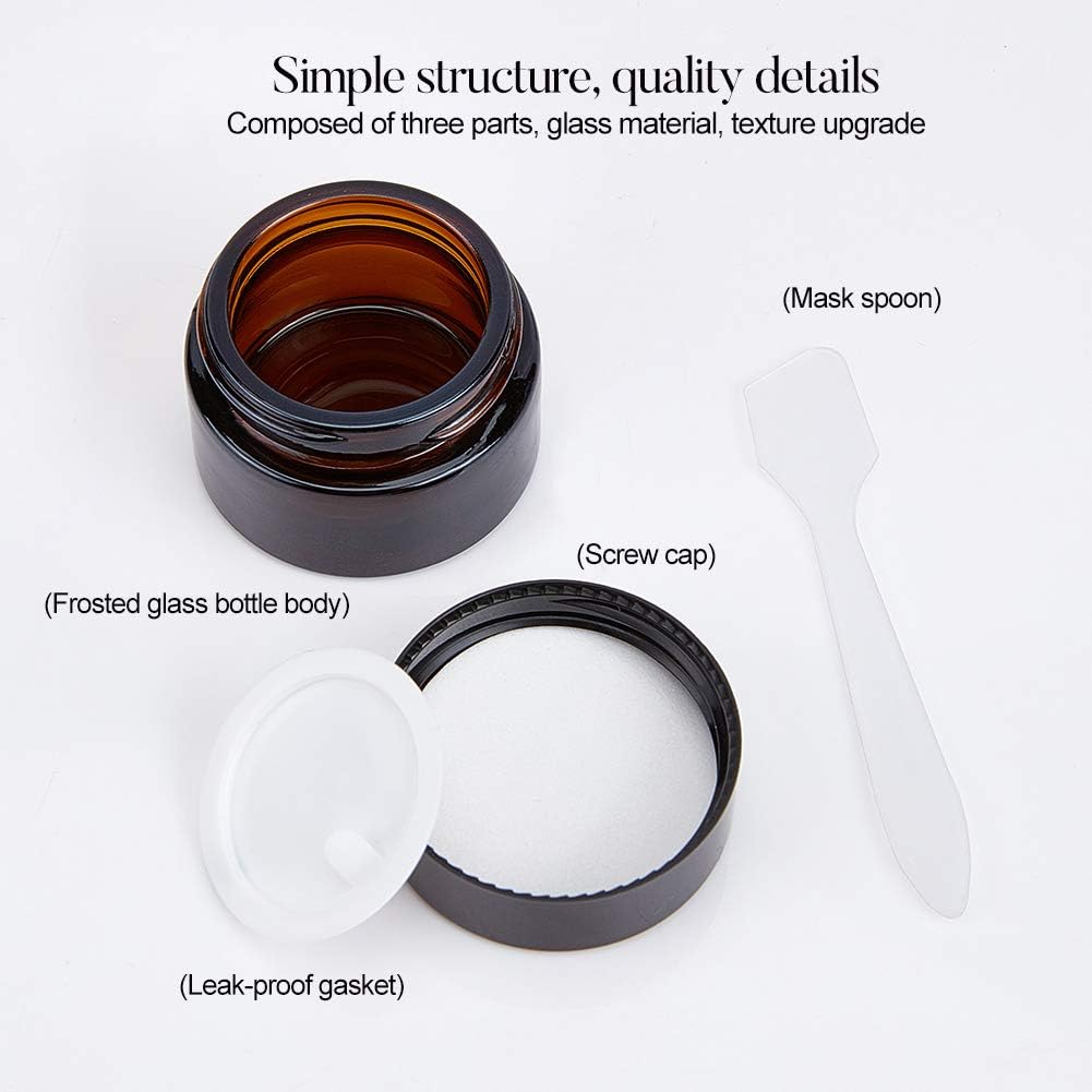 BENECREAT 15 Pack 15ml/15g Dark Amber Cosmetic Glass Jars with White Inner Liners and Black Plastic Lids Amber Round Glass Jars with 2PCS Spoons for Beauty Lotions Creams Makeup - Image 4