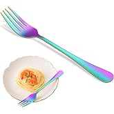 Rainbow Dinner Forks Set,8 PCs Colorful Stainless Steel Table Forks Set, Metal Silverware Forks For Kitchen