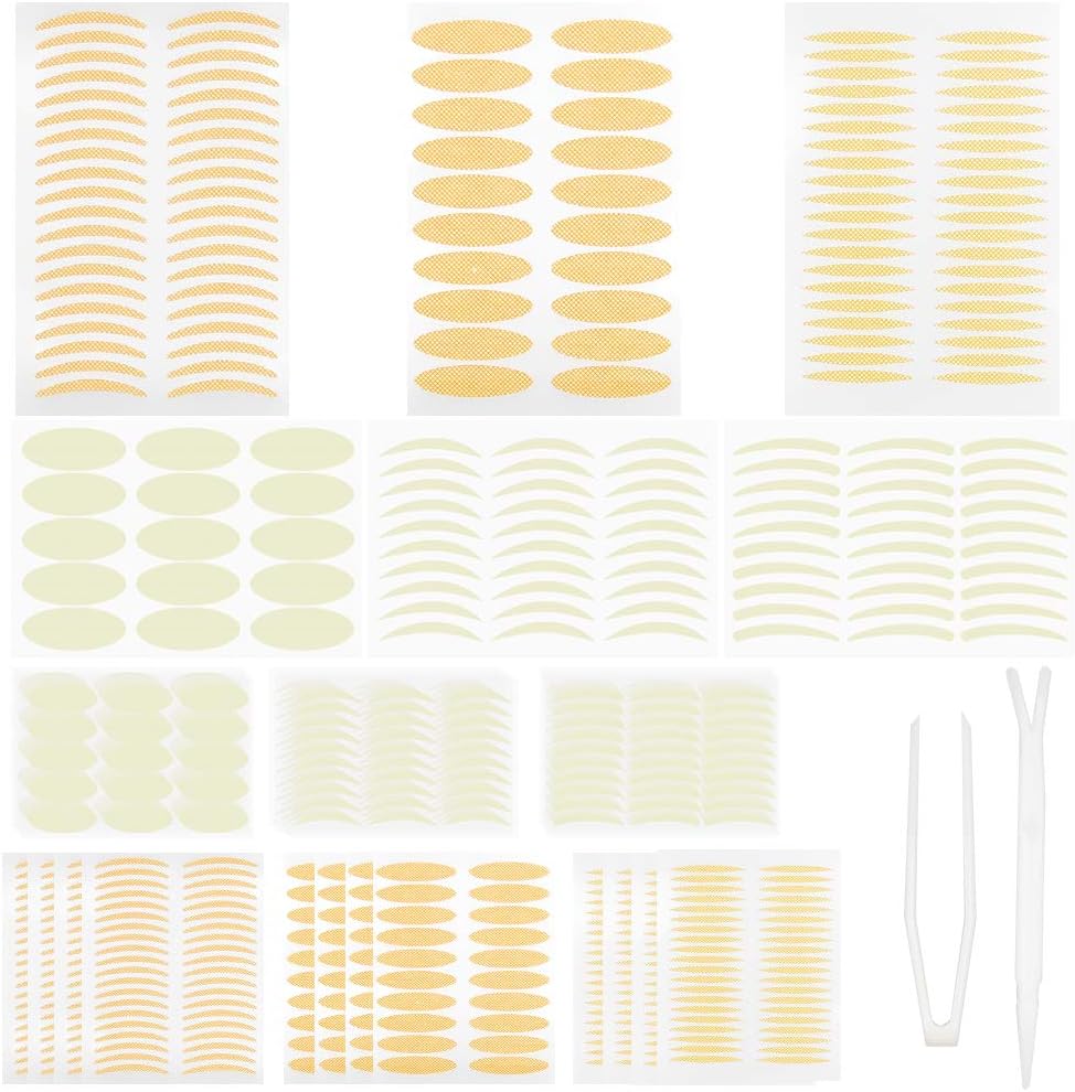 6 Style 876 Pcs Eyelid Tapes Self-Adhesive Eye Tape Stickers Medical-use Fiber Eyelid Strips for Eye Decoration with 2 tool