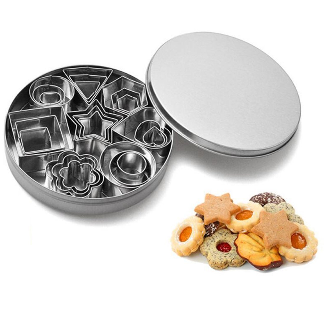 Mini Shapes Cutters, Set of 24, The 8 Most Popular mini Cutter Shapes in 3 Sizes Each for Cookies, Icing, Sugarcraft & Cake Decoration