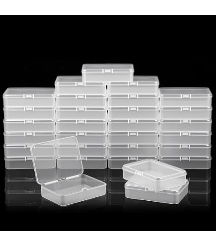 PATIKIL Clear Storage Boxes 12 Pack - 9x6x1.2 Inch Plastic Organizers With Hinged Lids, Stackable