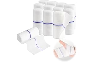 12 Gauze Rolls 2.95In x 4.1 Yd First Aid Gauzes Conforming Stretch Bandage Wrap for Wounds Care