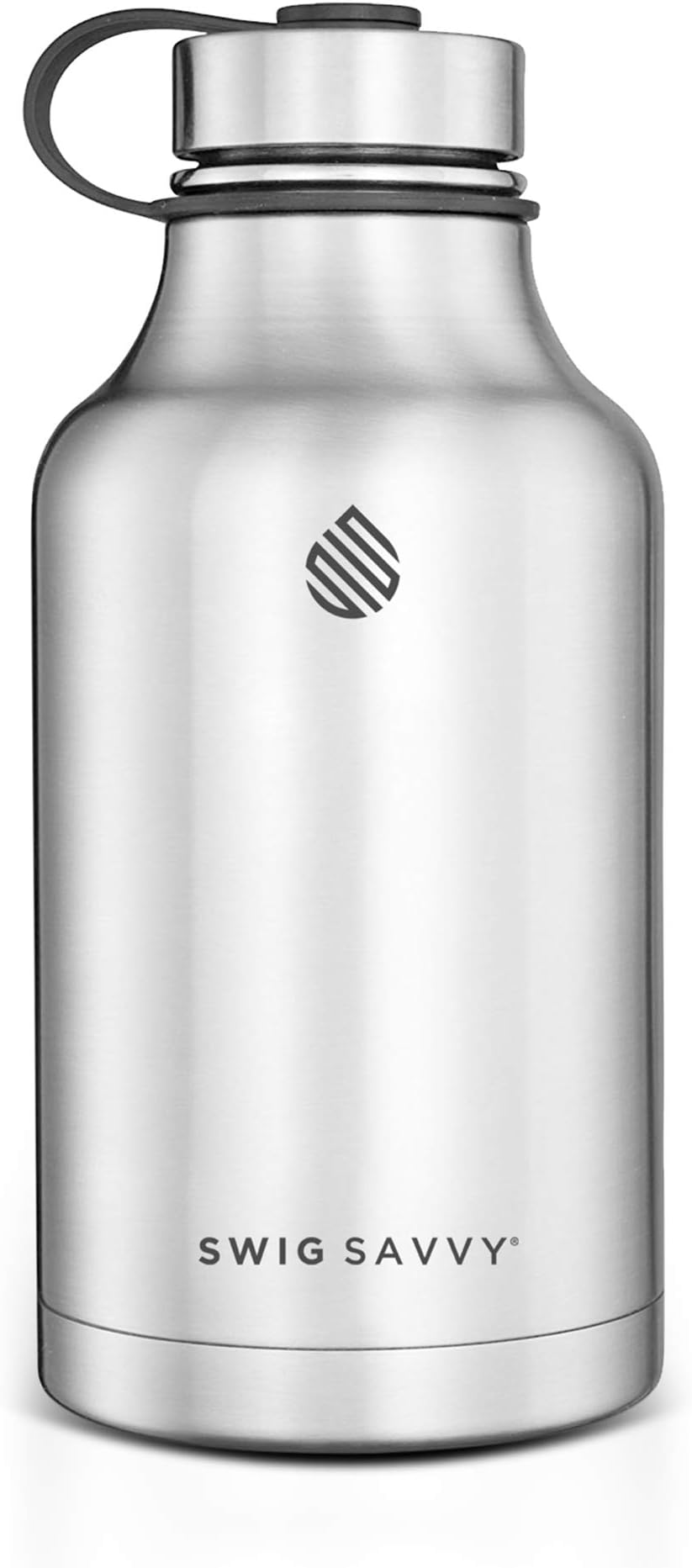 Swig Savvy Stainless Steel Insulated Water Bottle and Beer Growler Container | BPA-Free Reusable Thermos Flask | Vacuum Double Walls for Hot and Cold Drinks (64oz)