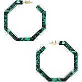 wowshow Acrylic Resin Hoop Earrings for Women Statement Fashion Geometric Octagon Earrings