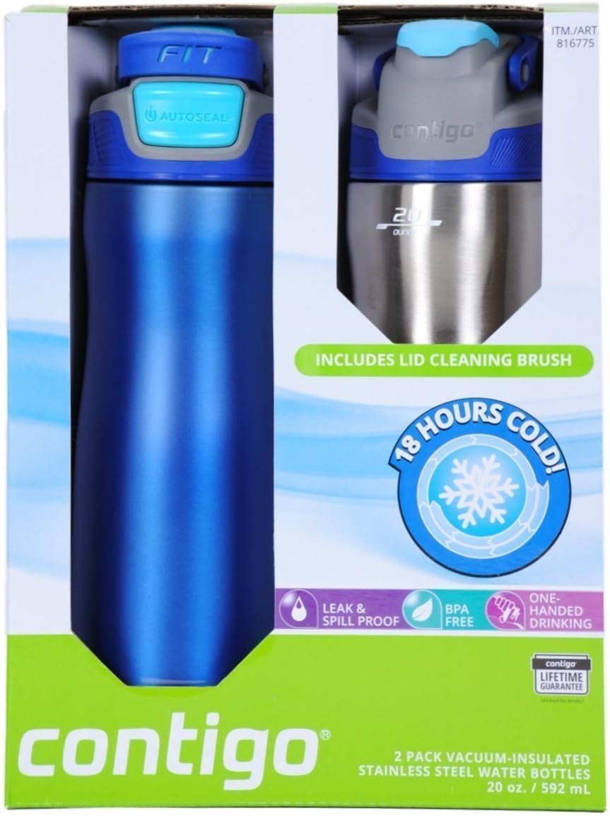 Contigo 2Pack VacuumInsulated Stainless Steel Water Bottles 18 hrs