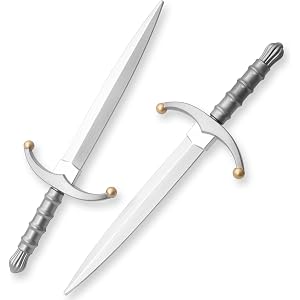 2 Pcs Fake Foam Sword, 16" PU Realistic Foam Dagger Knife, Medieval Knight Sword Toy for Play Fighting, Halloween Cosplay Cos