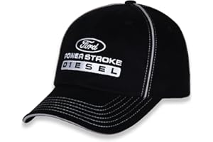 CHECKERED FLAG SPORTS Ford Black Baseball Cap for Men - Power Stroke Diesel Logo Racing Hat Black Silver