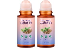 XPDGVS Organic Castor Oil Roll On - 2PCS 100% Pure Cold-Pressed, Hair, Face & Skin Moisturizing, Reducing Dark Circles,Nail and Cuticle Care - Easy to Apply, 50ml*2