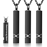 3 Pack Urn Necklace for Ashes Memorial Cremation Jewelry for Ashes, CZ Bar Urns Pendant Stainless Steel Urn Locket for Ashes Keepsake Jewelry with Words: Forever in my heart & Funnel Kit & Bag