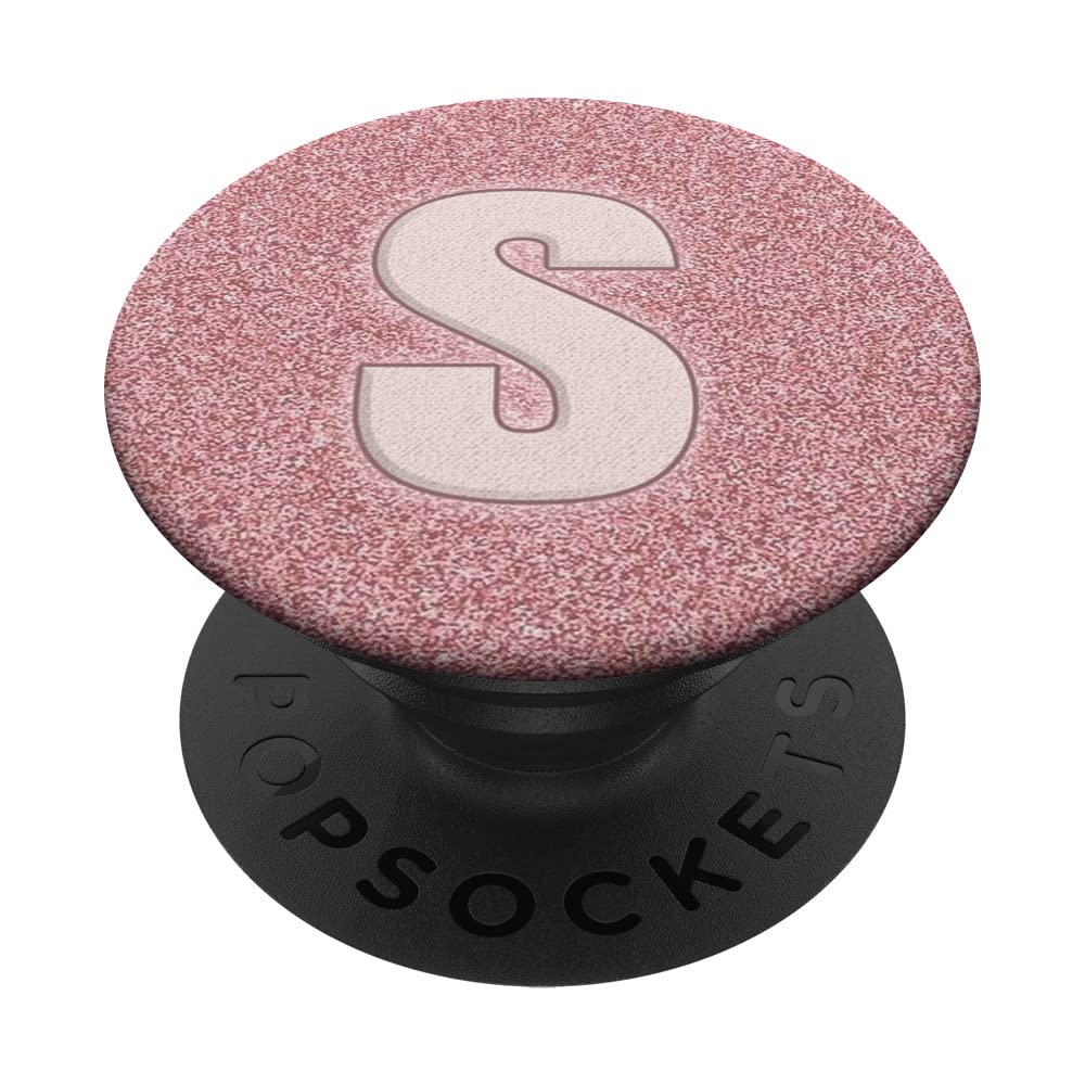 Monogram Initial Letter S Pop Socket Rose Pink Letter S PopSockets Swappable PopGrip