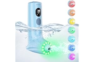 ZYAOW Bath Jets for Tub Bath Jet/Bubble Mode Portable Spa Rechargeable 3-Level Adjustable 7 Colors RGB Breathing Light Digital Display Screen for Home/Bathtub/Jacuzzi Christmas Gifts for Women