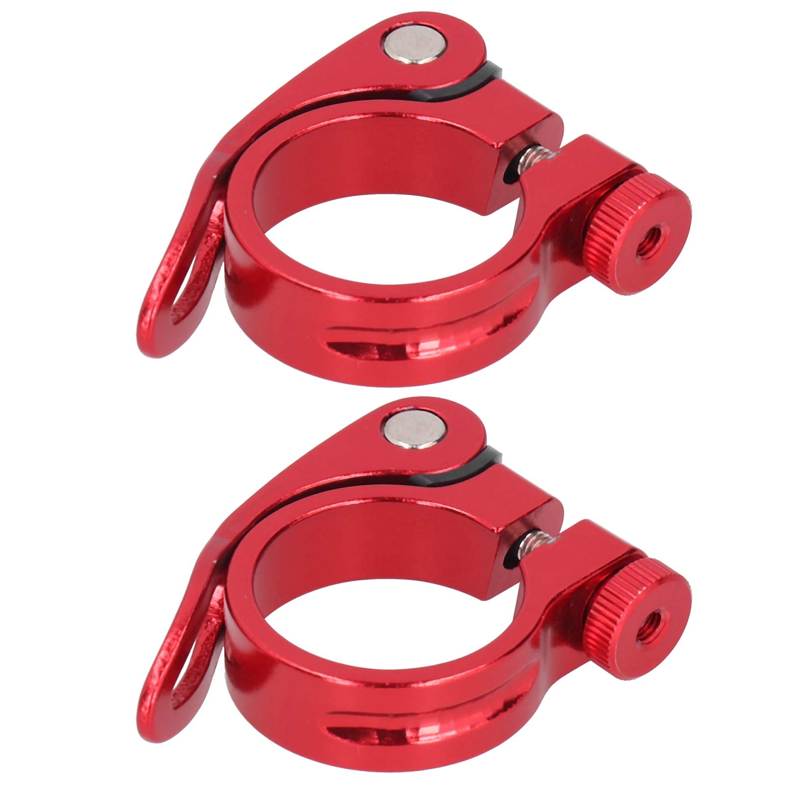2 pcs Seatpost Clamp 35 mm Bike Seat Tube Clamp Quick Release Bicycle Saddle Clamp Aluminum Alloy Mountain Bike Accessories(Red) (Red)