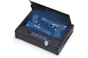 GENERIC Younion Gun Safe, Biometric Gun Safes for Pistols, Quick-Access Pistol Safe with Fingerprint Lock, Portable Handgun Safe for Car Bedside Nightstand