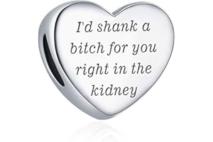 MUERDOU Heart Charm Fit for Pandora Charms Bracelet Inspirational Engraving Jewelry Personality Encouragement Gifts for Women