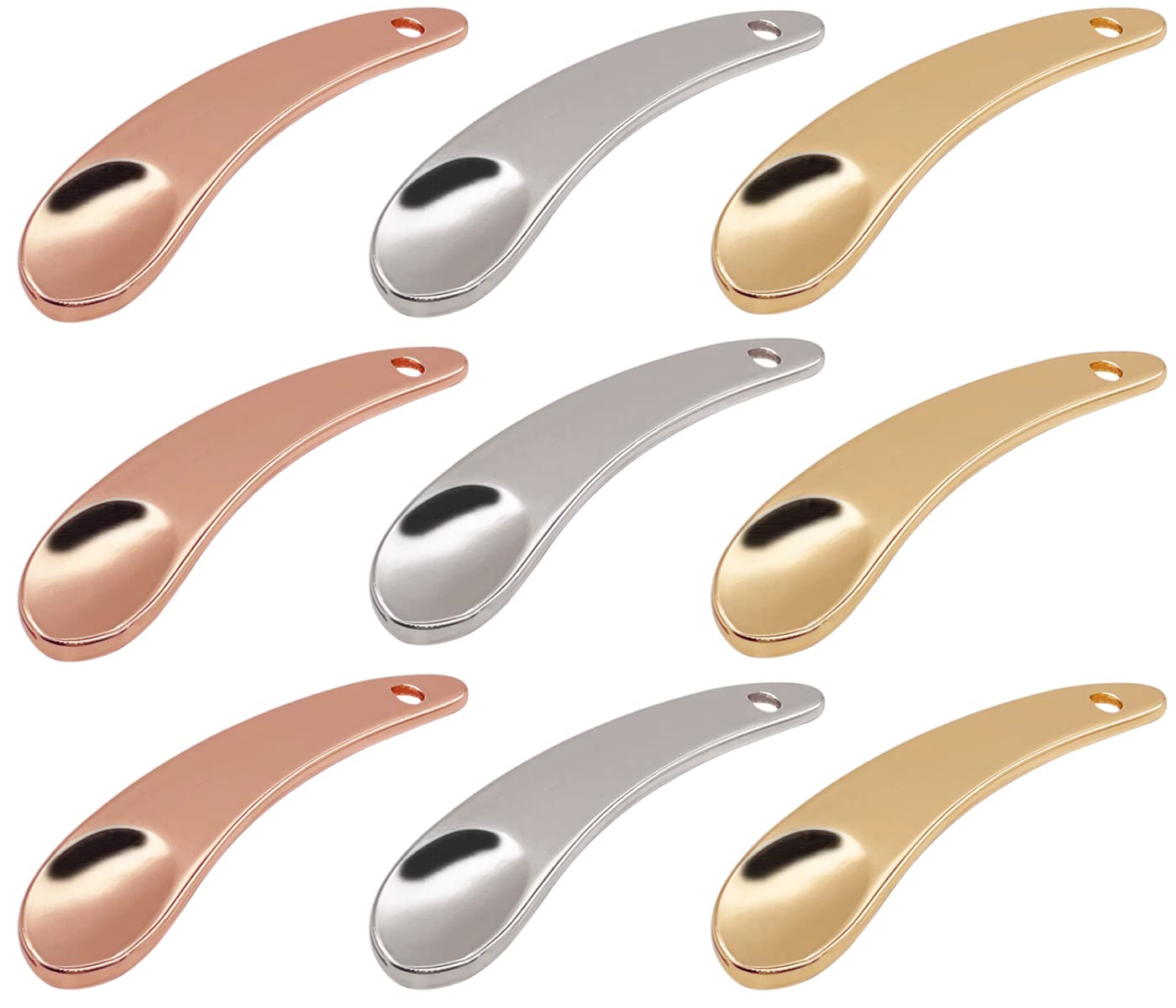 9 Pack Metal Makeup Spatula, 3 Colors Reusable Crescent Shape Mini Zinc Alloy Facial Cream Cosmetic Spoon Applicator for Beauty Mixing Skincare Cream Lotions Moisturizers Eye Cream Massage Face Mask