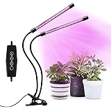 LED Grow Light, Full Spectrum Dual-Head 60 LED 50W Clip-on Plant Light for Indoor Plants Seedlings Succulents,3 Modes & 5-Lev