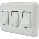 American Technology Components Triple SPST On-Off Switch with Bezel, 12-Volt, for RV, Trailer, Camper (White)
