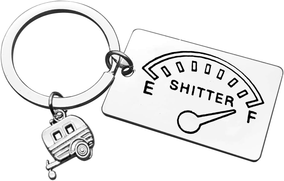 Dabihu Shitter's Full Keychain Camping Keyring Gift Happy Camper RV Keyring Trailer Christmas Vacation Keyring Gift Outdoor Adventure Traveller Gifts for Women Men Motorhome Owner Gift Keychain