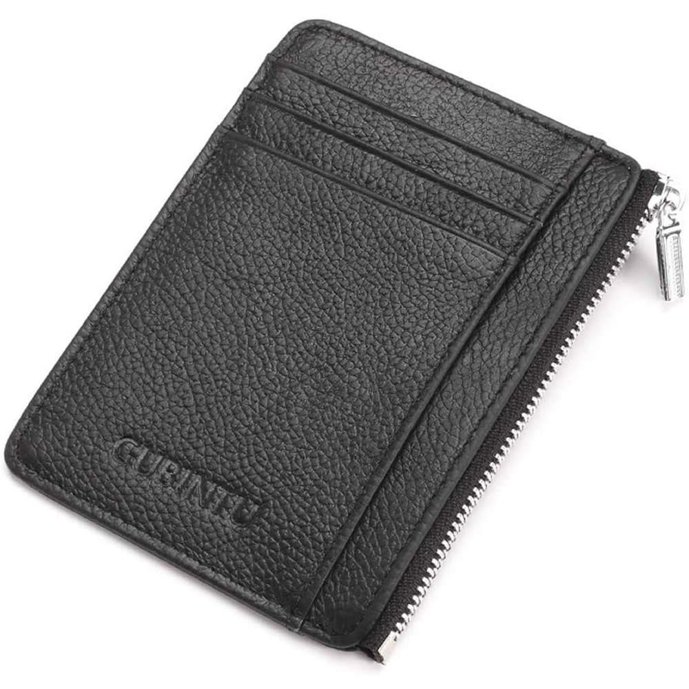 n a Credit Card Wallet, RFID Blocking Genuine Leather Card Zipper Holder Anti Theft Slim Pocket Purse for Men & Women