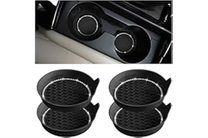 XINLIYA 4PCS Bling Car Cup Holder Coaster, Universal Crystal Rhinestone Anti-Slip Cup Holder Insert Coaster, Waterproof Round